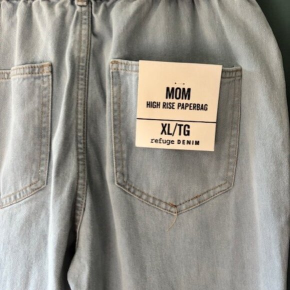 NWT Refuge Denim Mom Paperbag High Rise Woman Distressed Belted Stretch Jeans XL - Picture 5 of 7